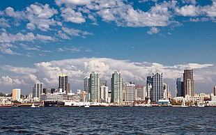 skyline photography of city near ocean during day time