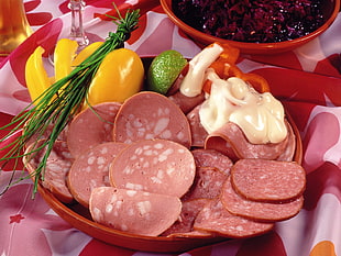 sliced ham with mayonaise