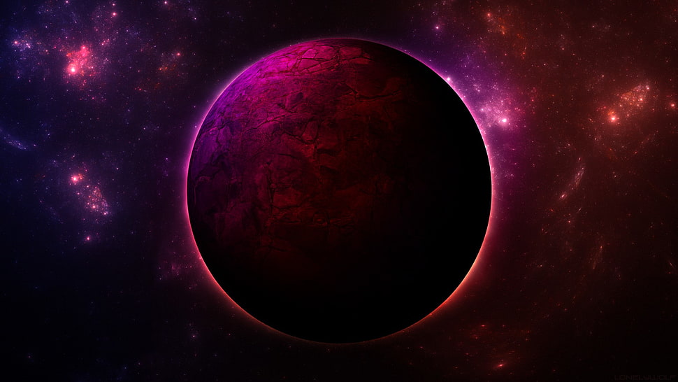 round silver-colored frame, planet, space, spacescapes HD wallpaper