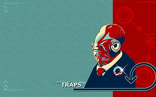 red and blue Traps wallpaper, Star Wars, humor, space, science fiction