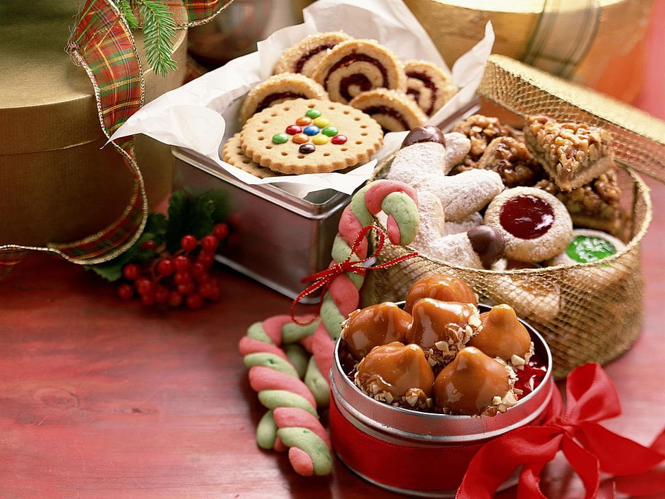 assorted pastry on racks HD wallpaper