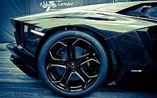 black 5-spoke vehicle wheel and tire, Lamborghini Aventador, Lamborghini, car, vehicle