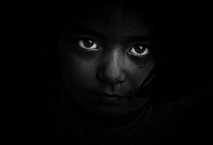 black-and-white, person, dark, girl HD wallpaper