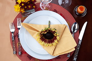 single table set with Sunflower HD wallpaper