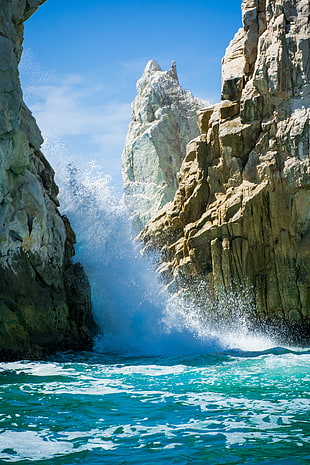 seawaves through rocks