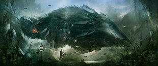 black spaceship digital wallpaper, science fiction, ship, digital art