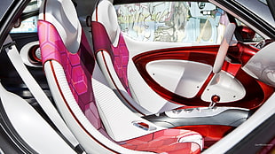 red and white car seat, Smart Forstar, car HD wallpaper