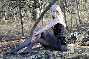 blonde, pantyhose, sitting, outdoors