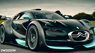 black and teal luxury car, concept cars, Citroën
