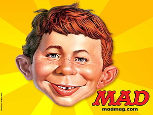 boy's brown hair with text overlay, Mad Magazine