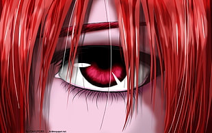 red haired anime eye, Elfen Lied, Nyu