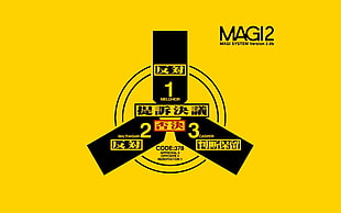 yellow and black Magi 2 logo, Neon Genesis Evangelion