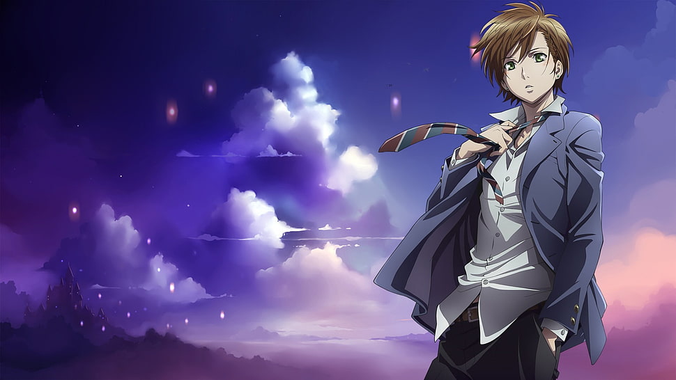 man with uniform animated character wallpaper, anime, school uniform, anime boys, Zetsuen no Tempest HD wallpaper