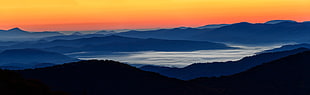 aerial photography of mountains during golden hour, blue ridge parkway HD wallpaper