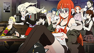 orange haired female anime character poster, Phantom Thieves, Akira Kurusu, Protagonist (Persona 5), Persona 5