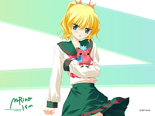 female anime character holding pet