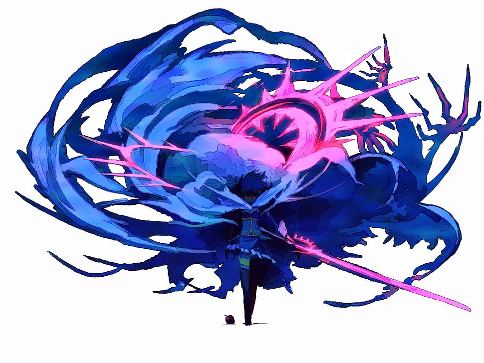 blue and purple abstract painting, anime, Mahou Shoujo Madoka Magica, Miki Sayaka HD wallpaper