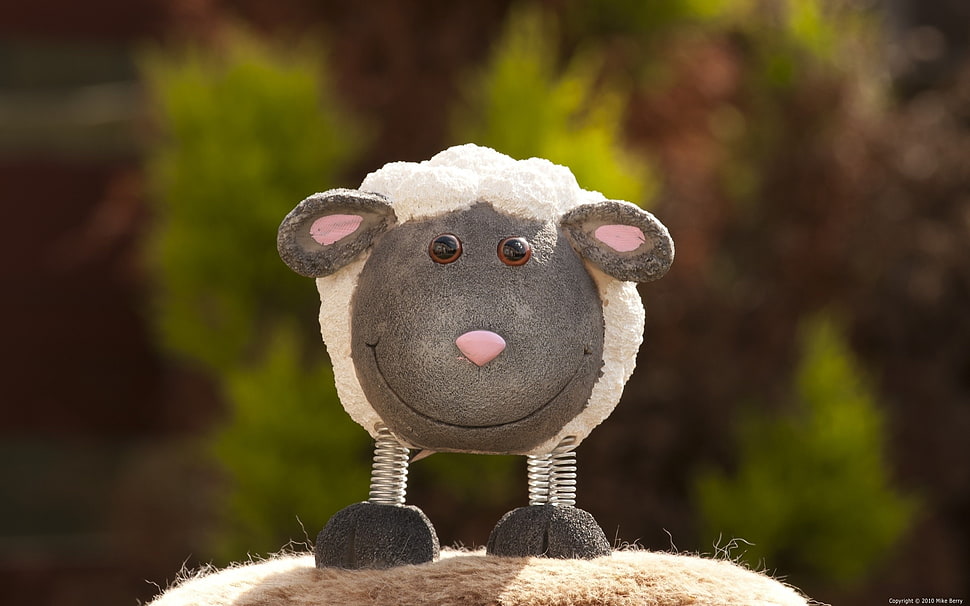 white and black sheep figurine miniature HD wallpaper