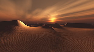 desert under golden hour, desert, sunset HD wallpaper