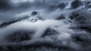 white clouds, nature, landscape, clouds, mountains