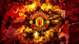 Manchester United logo, Manchester United , Ryan Giggs, Paul Scholes, Wayne Rooney  HD wallpaper