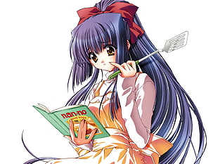 girl holding spatula animated character illustration