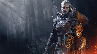 The Witcher Geralt digital wallpaper, The Witcher, The Witcher 3: Wild Hunt, Geralt of Rivia, video games