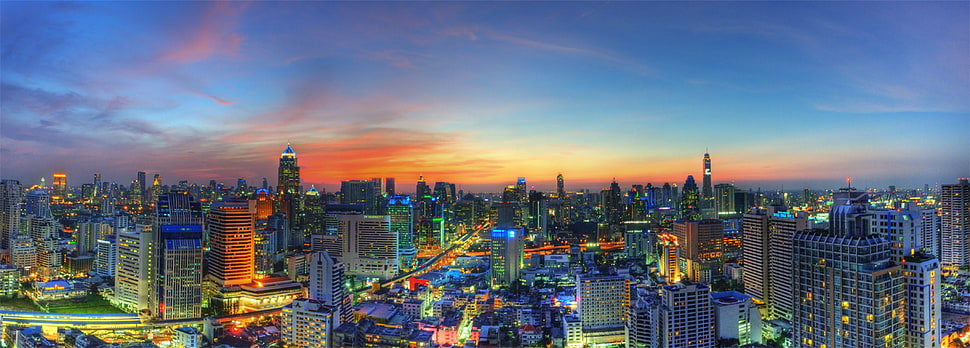 aerial photography of city, bangkok HD wallpaper