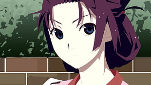 anime character in purple hair HD wallpaper