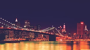 Brooklyn Bridge during night time