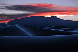 landscape photography of desert sands, blue, sunlight, dark, sky HD wallpaper