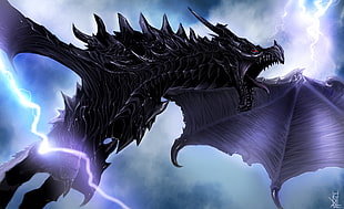 black dragon digital wallpaper