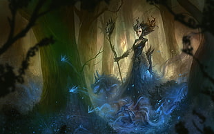 Maleficent digital wallpaper, fantasy art, witch, artwork, Maleficent