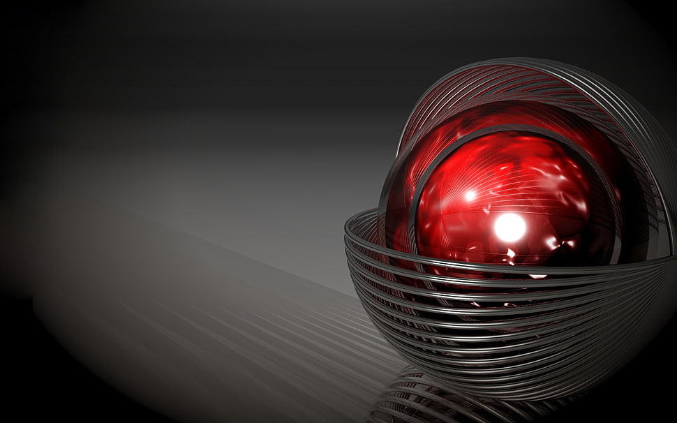 red and grey ball ornament, render, digital art, abstract, sphere HD wallpaper