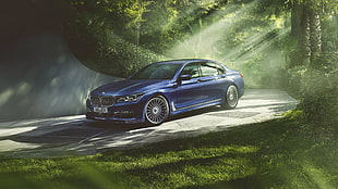 blue BMW sedan, BMW Alpina B7 Bi-Turbo Sedan, car, BMW HD wallpaper