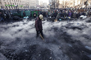 grey gas mask, Ukraine, Ukrainian, Maidan, Kyiv