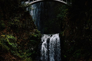 waterfall, Waterfall, Trees, Dark