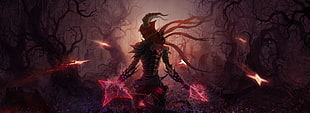 monster with armor and shuriken surrounded withered tree digital wallpaper, Diablo, Diablo III, video games, fantasy art