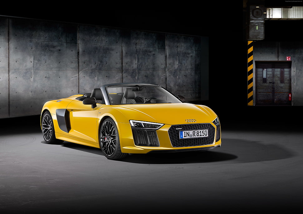 yellow and black convertible sports coupe photography HD wallpaper