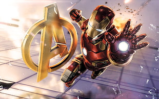 Marvel Avengers Iron-Man digital wallpaper, Iron Man, broken glass, superhero, Avengers: Age of Ultron HD wallpaper