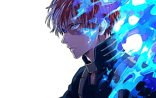 male anime character HD wallpaper, Shouto Todoroki, Boku no Hero Academia, simple background HD wallpaper