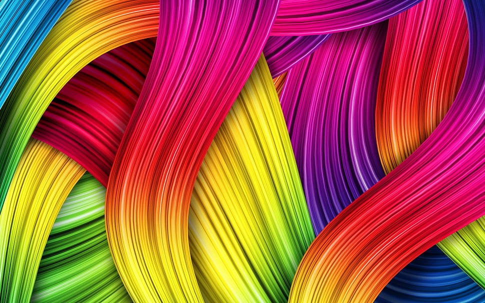 multicolored wave art HD wallpaper