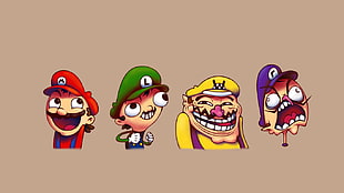 four assorted character stickers HD wallpaper