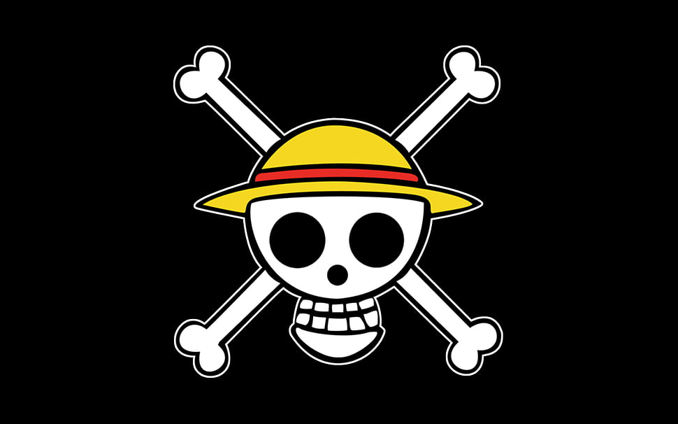 Strawhat Luffy Pirate logo, anime, One Piece, skull, minimalism HD wallpaper