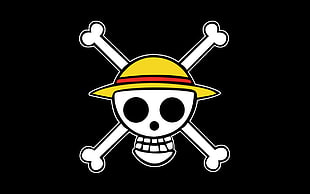 Strawhat Luffy Pirate logo, anime, One Piece, skull, minimalism