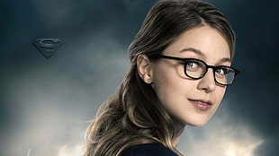 woman in black framed eyeglasses Supergirl digital poster HD wallpaper
