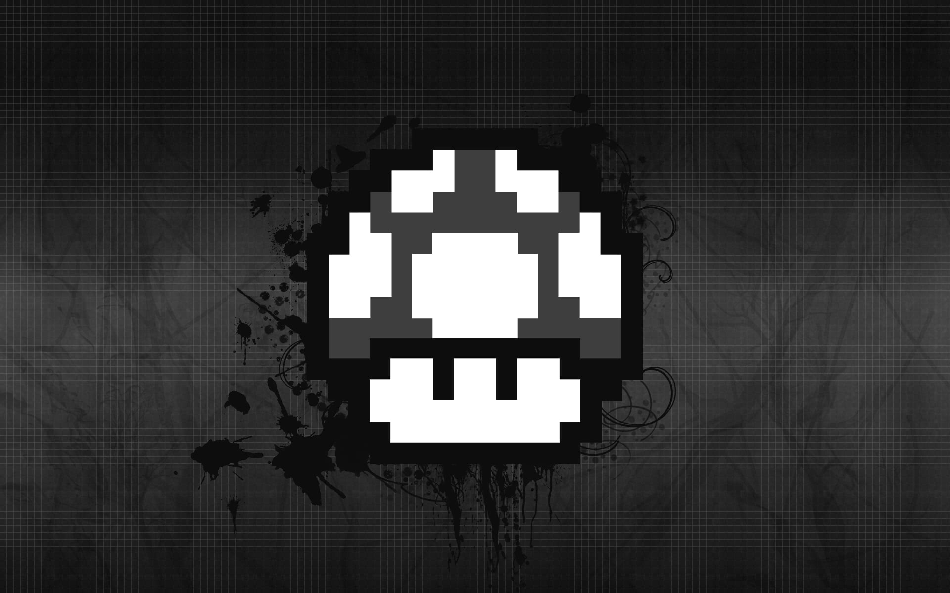 tod from mario wallpaper, Super Mario, monochrome, mushroom, video games