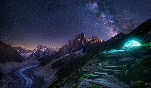 starry night digital wallpaper, landscape, photography, nature, Milky Way
