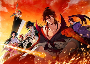 group of anime character poster, Magi: The Labyrinth of Magic, Hakyruu Ren, Kouha Ren, Kouen Ren