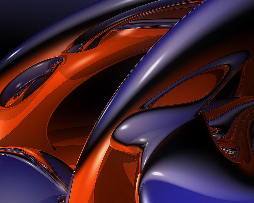 blue and orange artwork HD wallpaper